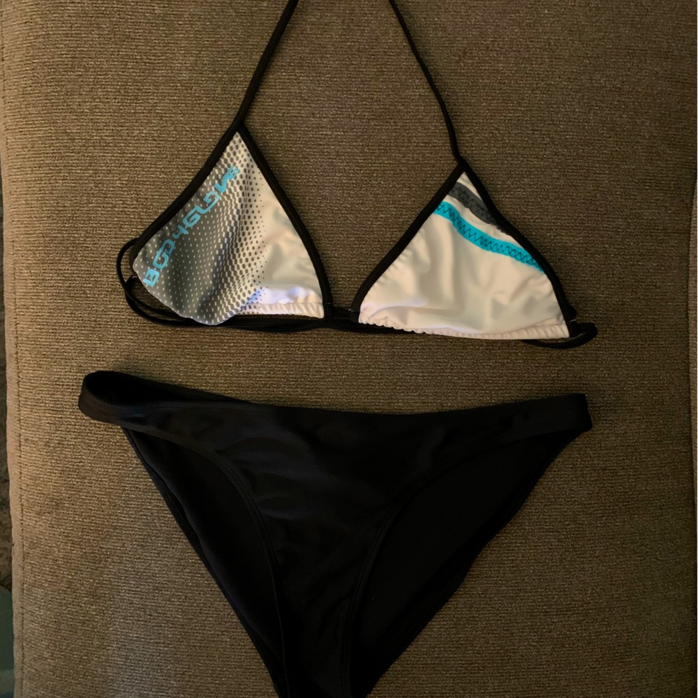 NEW Body Glove Triangle Bikini Top and Bottom, White, Grey, Blue, Black